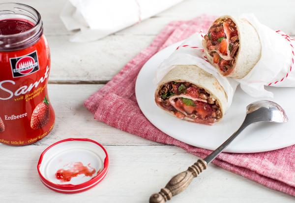 Frühstücks-Wrap mit Marmelade und Frischkäse
