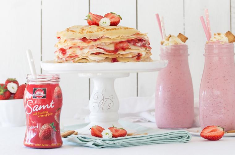 Crêpes mal anders: geschichtetes Erdbeer-Crêpes-Törtchen