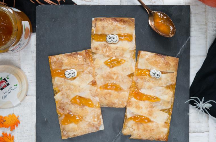 Fruchtiger Halloween Snack: Mumien-Aprikosentaschen