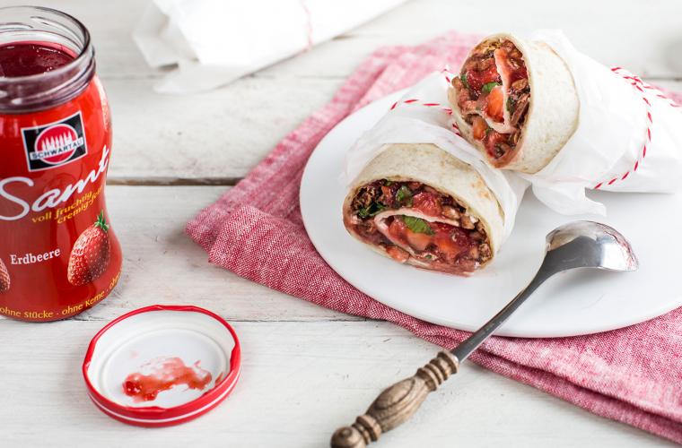 Frühstücks-Wrap mit Marmelade und Frischkäse