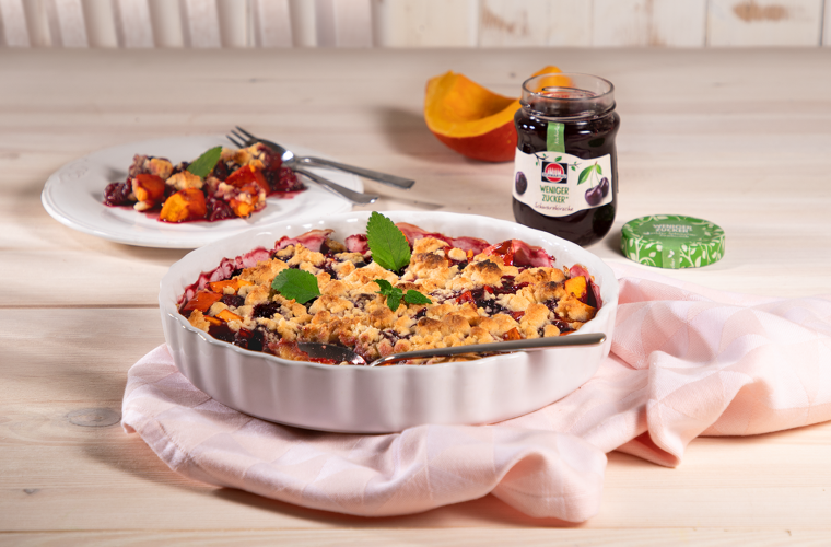 Kürbis-Kirsch-Crumble